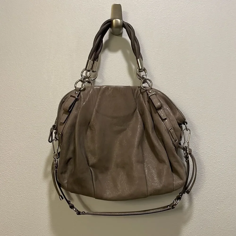 Coach Sophia grey pleated leather satchel